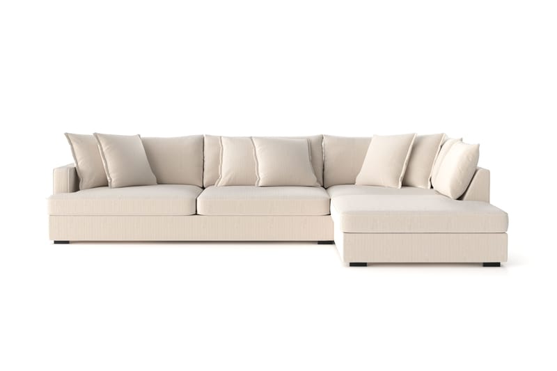 Rossita Lyx 4-personers Ekstra dyb Sofa med Chaiselong Højre - Beige Jernbanefløjl - Møbler - Sofaer - Sofa med chaiselong