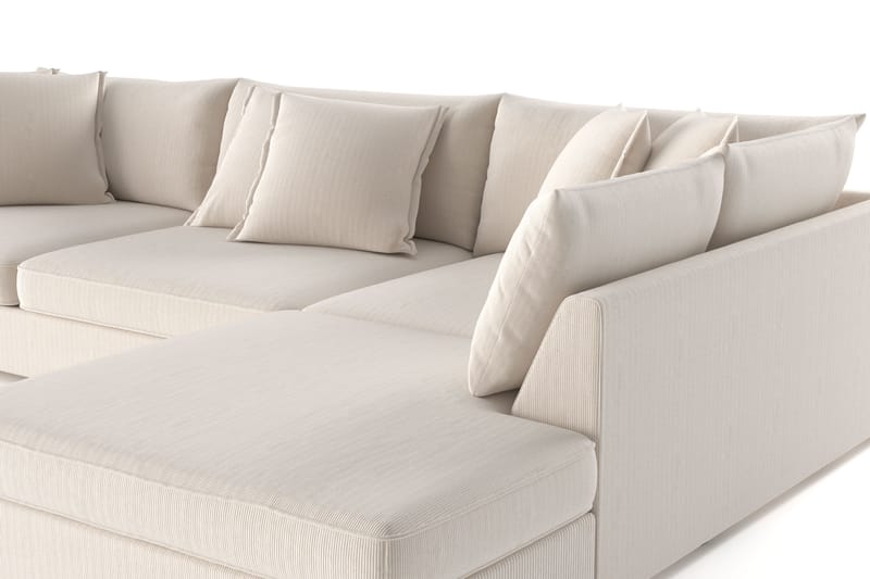 Rossita Lyx 4-personers Ekstra dyb Sofa med Chaiselong Højre - Beige Jernbanefløjl - Møbler - Sofaer - Sofa med chaiselong