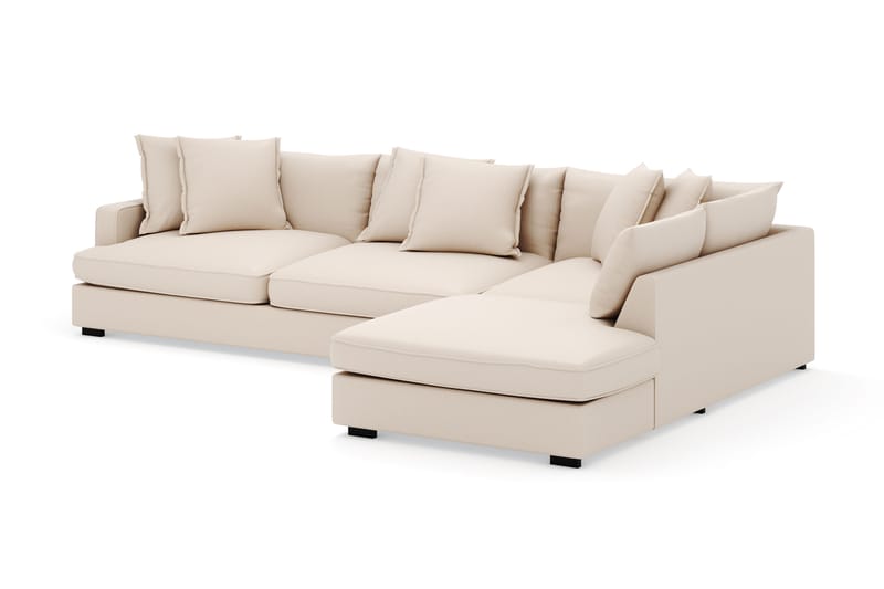 Rossita Lyx 4-personers Ekstra dyb Sofa med Chaiselong Højre - Beige Jernbanefløjl - Møbler - Sofaer - Sofa med chaiselong