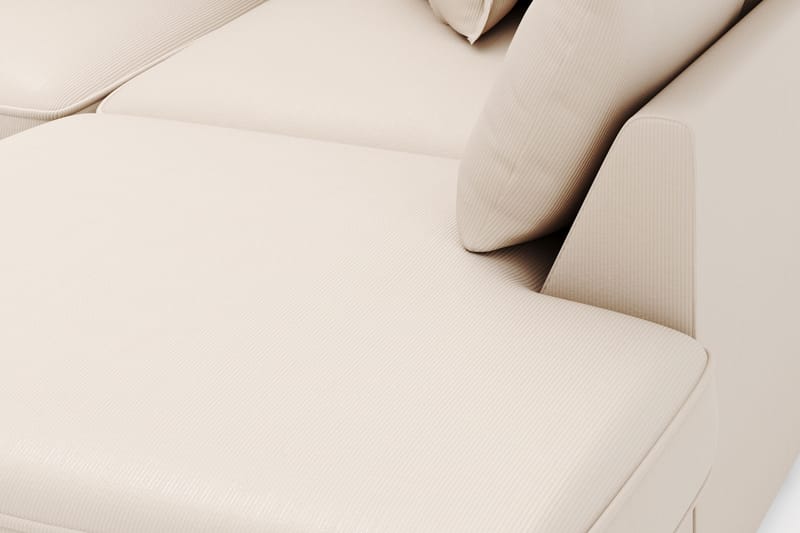 Rossita Lyx 4-personers Ekstra dyb Sofa med Chaiselong Højre - Beige Jernbanefløjl - Møbler - Sofaer - Sofa med chaiselong
