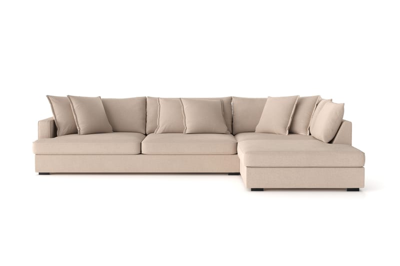 Rossita Lyx 4-personers Ekstra dyb Sofa med Chaiselong Højre - Beige Stof - Møbler - Sofaer - Sofa med chaiselong