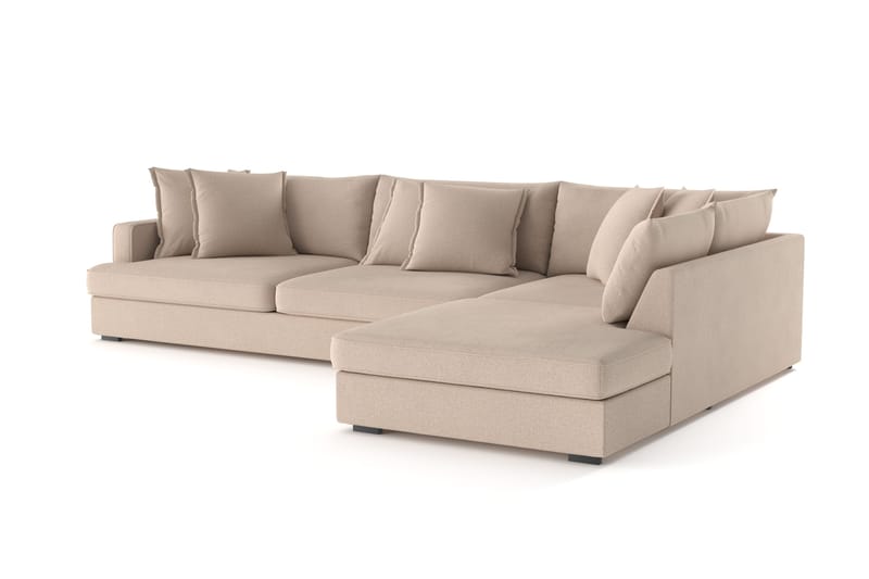 Rossita Lyx 4-personers Ekstra dyb Sofa med Chaiselong Højre - Beige Stof - Møbler - Sofaer - Sofa med chaiselong