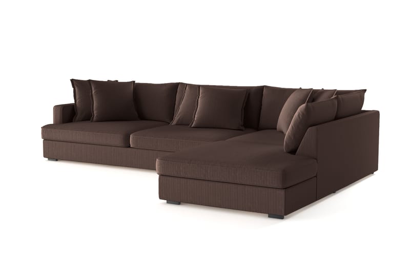 Rossita Lyx 4-personers Ekstra dyb Sofa med Chaiselong Højre - Brun Jernbanefløjl - Møbler - Sofaer - Sofa med chaiselong