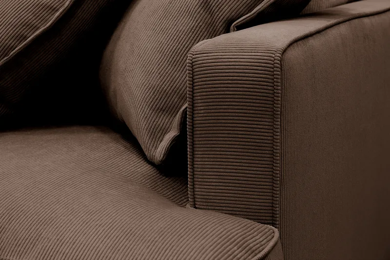 Rossita Lyx 4-personers Ekstra dyb Sofa med Chaiselong Venstre - Brun Jernbanefløjl - Møbler - Sofaer - Sofa med chaiselong