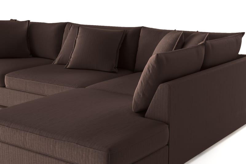 Rossita Lyx 4-personers Ekstra dyb Sofa med Chaiselong Højre - Brun Jernbanefløjl - Møbler - Sofaer - Sofa med chaiselong