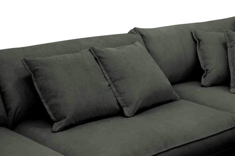 Rossita Lyx 4-personers Ekstra dyb Sofa med Chaiselong Højre - Mørkegrøn Jernbanefløjl - Møbler - Sofaer - Sofa med chaiselong