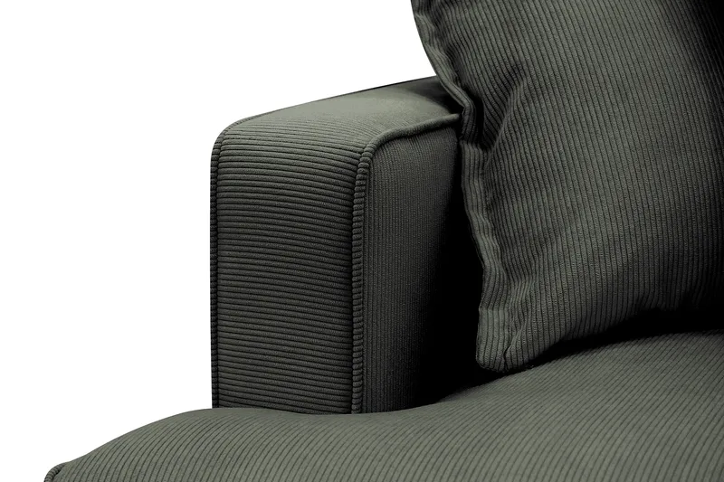 Rossita Lyx 4-personers Ekstra dyb Sofa med Chaiselong Højre - Mørkegrøn Jernbanefløjl - Møbler - Sofaer - Sofa med chaiselong