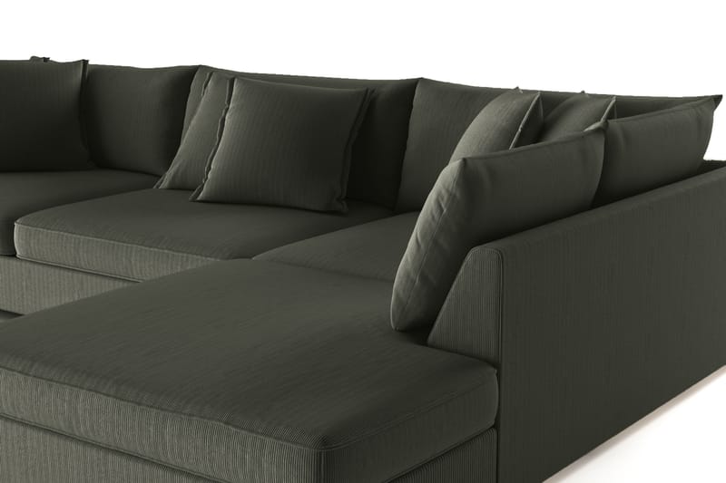 Rossita Lyx 4-personers Ekstra dyb Sofa med Chaiselong Højre - Mørkegrøn Jernbanefløjl - Møbler - Sofaer - Sofa med chaiselong