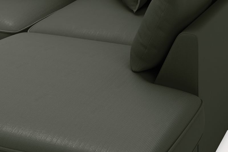 Rossita Lyx 4-personers Ekstra dyb Sofa med Chaiselong Højre - Mørkegrøn Jernbanefløjl - Møbler - Sofaer - Sofa med chaiselong