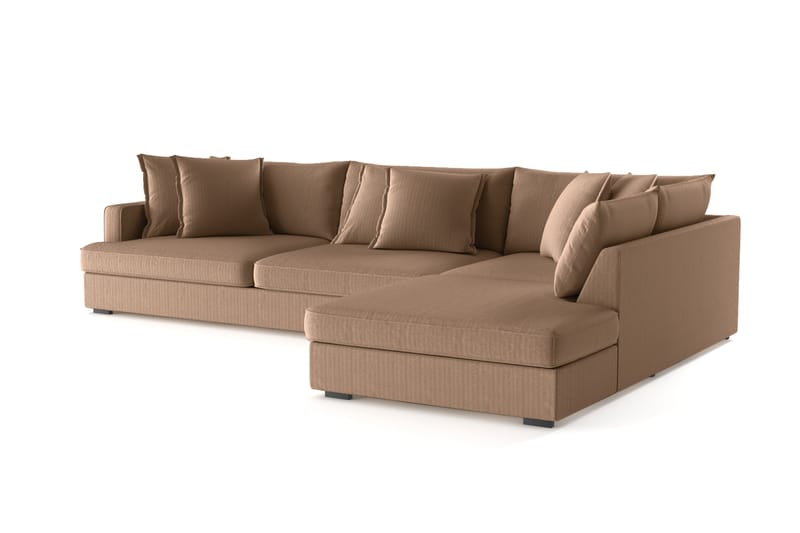 Rossita Lyx 4-personers Ekstra dyb Sofa med Chaiselong Højre - Brun Jernbanefløjl - Møbler - Sofaer - Sofa med chaiselong