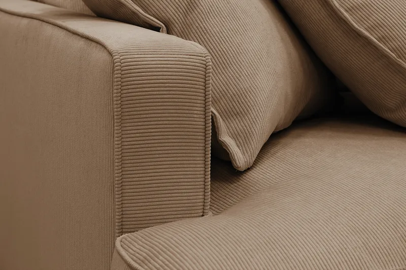 Rossita Lyx 4-personers Ekstra dyb Sofa med Chaiselong Højre - Brun Jernbanefløjl - Møbler - Sofaer - Sofa med chaiselong