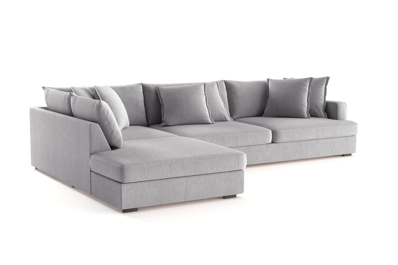 Rossita Lyx 4-personers Ekstra dyb Sofa med Chaiselong Venstre - Grå Chenille - Møbler - Sofaer - Sofa med chaiselong