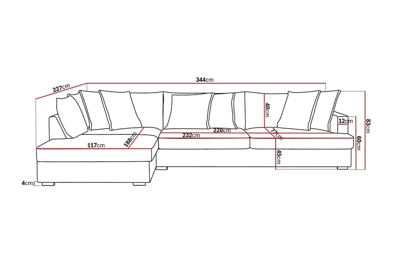 Rossita Lyx 4-personers Ekstra dyb Sofa med Chaiselong Venstre - Offwhite Manchester - Møbler - Sofaer - Sofa med chaiselong