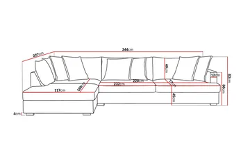Rossita Lyx 4-personers Ekstra dyb Sofa med Chaiselong Venstre