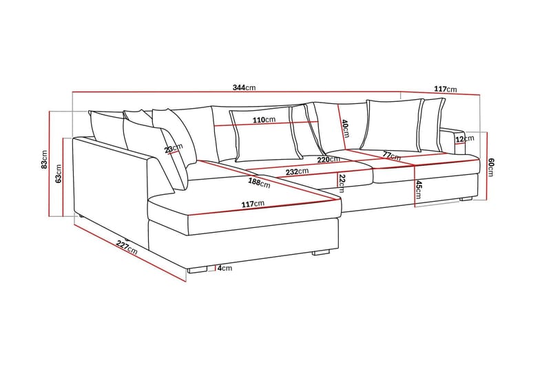 Rossita Lyx 4-personers Ekstra dyb Sofa med Chaiselong Venstre - Offwhite Manchester - Møbler - Sofaer - Sofa med chaiselong