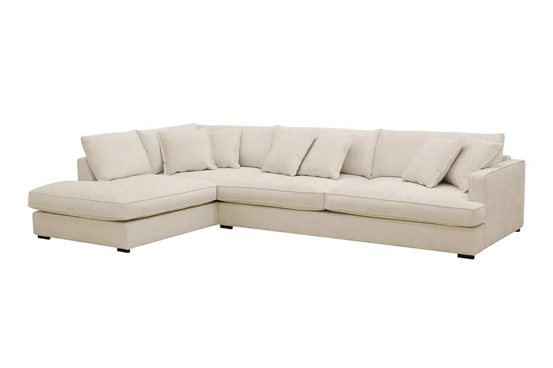 Rossita Lyx 4-personers Ekstra dyb Sofa med Chaiselong Venstre - Beige Chenille - Møbler - Sofaer - Sofa med chaiselong