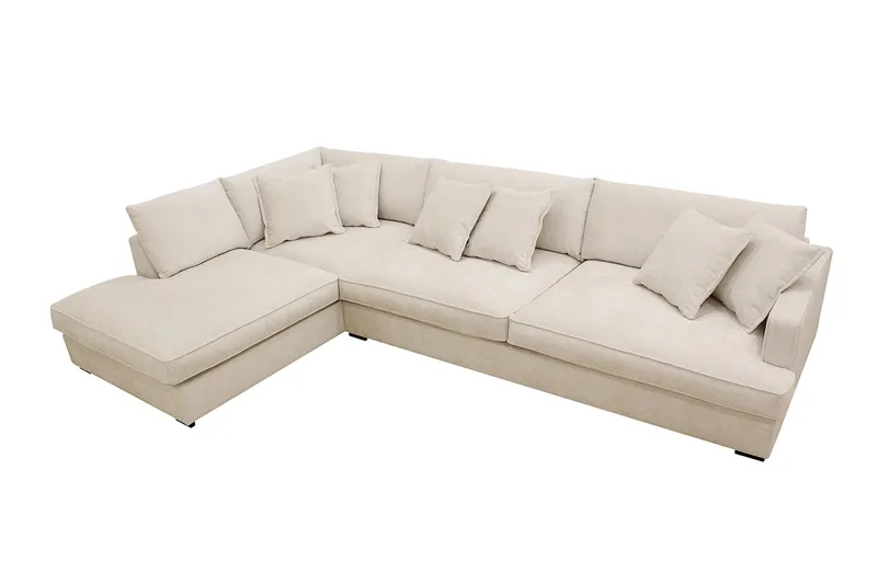 Rossita Lyx 4-personers Ekstra dyb Sofa med Chaiselong Venstre - Beige Chenille - Møbler - Sofaer - Sofa med chaiselong