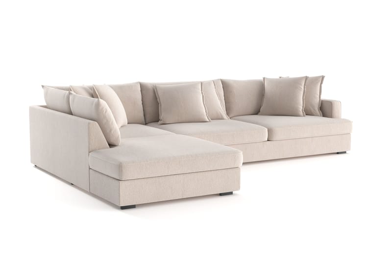 Rossita Lyx 4-personers Ekstra dyb Sofa med Chaiselong Venstre - Beige Chenille - Møbler - Sofaer - Sofa med chaiselong