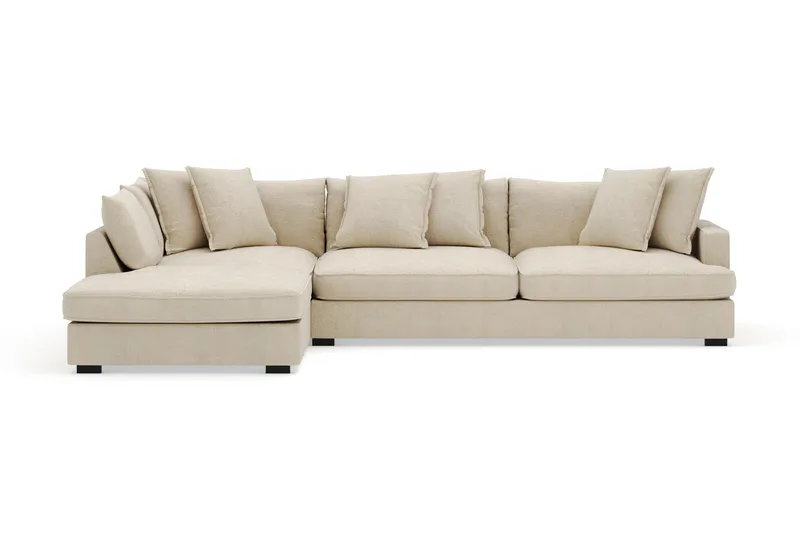 Rossita Lyx 4-personers Ekstra dyb Sofa med Chaiselong Venstre - Beige Chenille - Møbler - Sofaer - Sofa med chaiselong