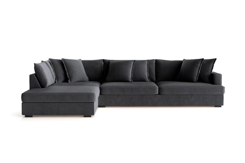 Rossita Lyx 4-personers Ekstra dyb Sofa med Chaiselong Venstre - Sort Chenille - Møbler - Sofaer - Sofa med chaiselong