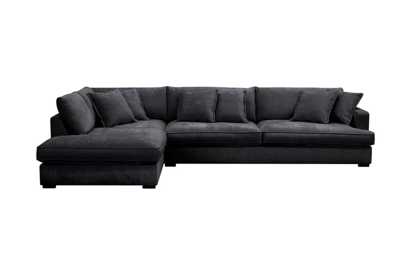 Rossita Lyx 4-personers Ekstra dyb Sofa med Chaiselong Venstre - Sort Chenille - Møbler - Sofaer - Sofa med chaiselong