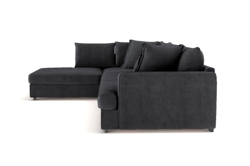Rossita Lyx 4-personers Ekstra dyb Sofa med Chaiselong Venstre - Sort Chenille - Møbler - Sofaer - Sofa med chaiselong
