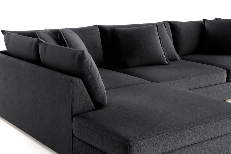 Rossita Lyx 4-personers Ekstra dyb Sofa med Chaiselong Venstre - Sort Chenille - Møbler - Sofaer - Sofa med chaiselong