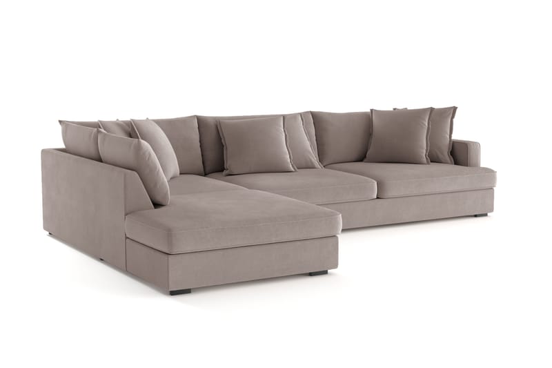 Rossita Lyx 4-personers Ekstra dyb Sofa med Chaiselong Venstre - Brun Stof - Møbler - Sofaer - Sofa med chaiselong