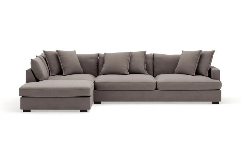 Rossita Lyx 4-personers Ekstra dyb Sofa med Chaiselong Venstre - Brun Stof - Møbler - Sofaer - Sofa med chaiselong