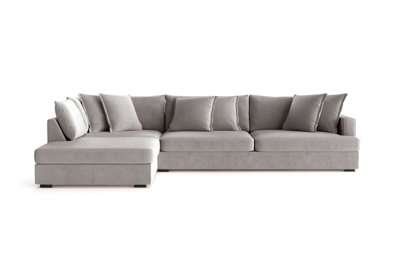 Rossita Lyx 4-personers Ekstra dyb Sofa med Chaiselong Venstre - Grå/Brun Chenille - Møbler - Sofaer - Sofa med chaiselong