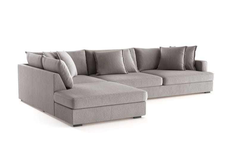 Rossita Lyx 4-personers Ekstra dyb Sofa med Chaiselong Venstre - Grå/Brun Chenille - Møbler - Sofaer - Sofa med chaiselong