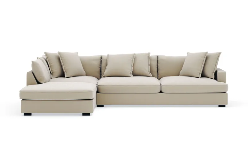 Rossita Lyx 4-personers Ekstra dyb Sofa med Chaiselong Venstre - Beige Stof - Møbler - Sofaer - Sofa med chaiselong