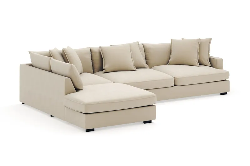 Rossita Lyx 4-personers Ekstra dyb Sofa med Chaiselong Venstre - Beige Stof - Møbler - Sofaer - Sofa med chaiselong