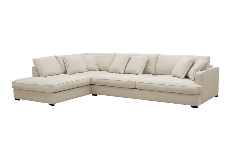 Rossita Lyx 4-personers Ekstra dyb Sofa med Chaiselong Venstre - Beige Stof - Møbler - Sofaer - Sofa med chaiselong