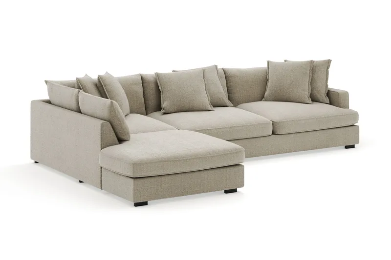 Rossita Lyx 4-personers Ekstra dyb Sofa med Chaiselong Venstre - Beige Chenille - Møbler - Sofaer - Sofa med chaiselong