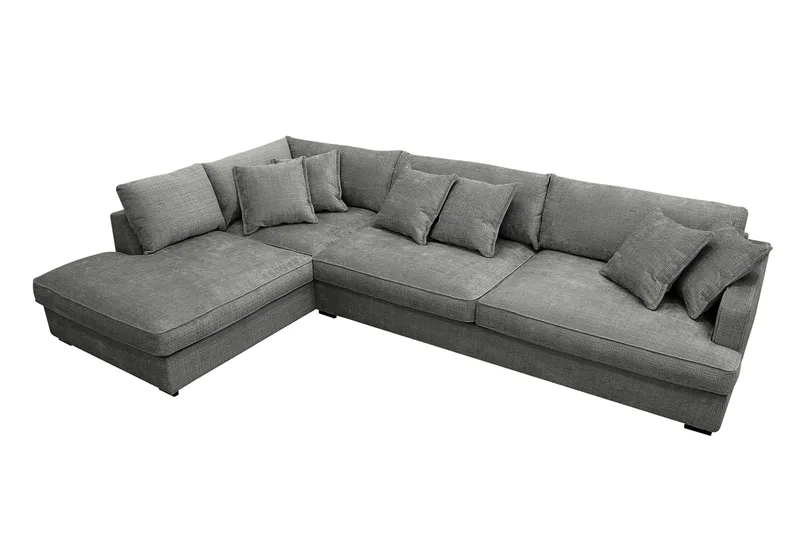 Rossita Lyx 4-personers Ekstra dyb Sofa med Chaiselong Venstre - Grå Chenille - Møbler - Sofaer - Sofa med chaiselong