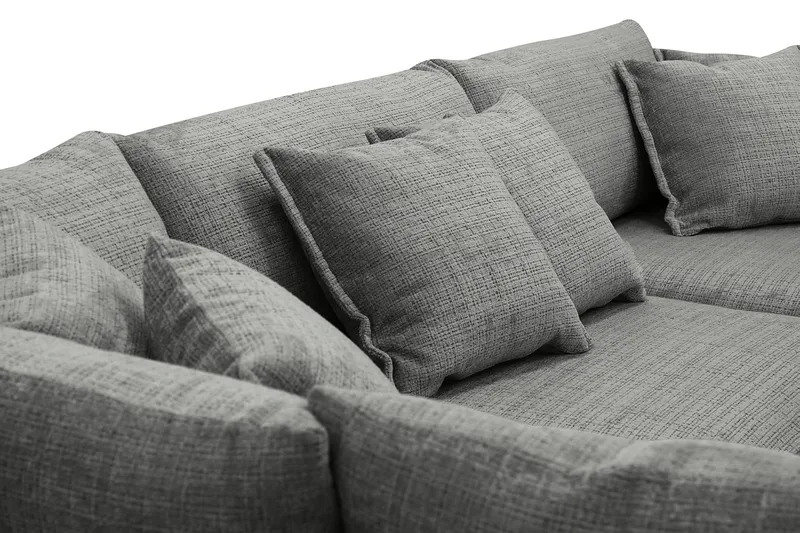 Rossita Lyx 4-personers Ekstra dyb Sofa med Chaiselong Venstre - Grå Chenille - Møbler - Sofaer - Sofa med chaiselong