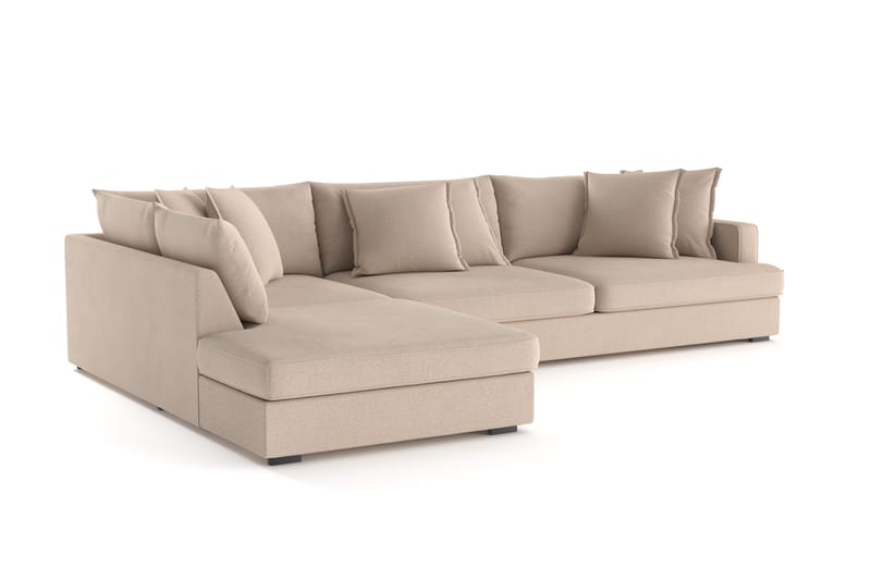 Rossita Lyx 4-personers Ekstra dyb Sofa med Chaiselong Venstre - Beige Stof - Møbler - Sofaer - Sofa med chaiselong
