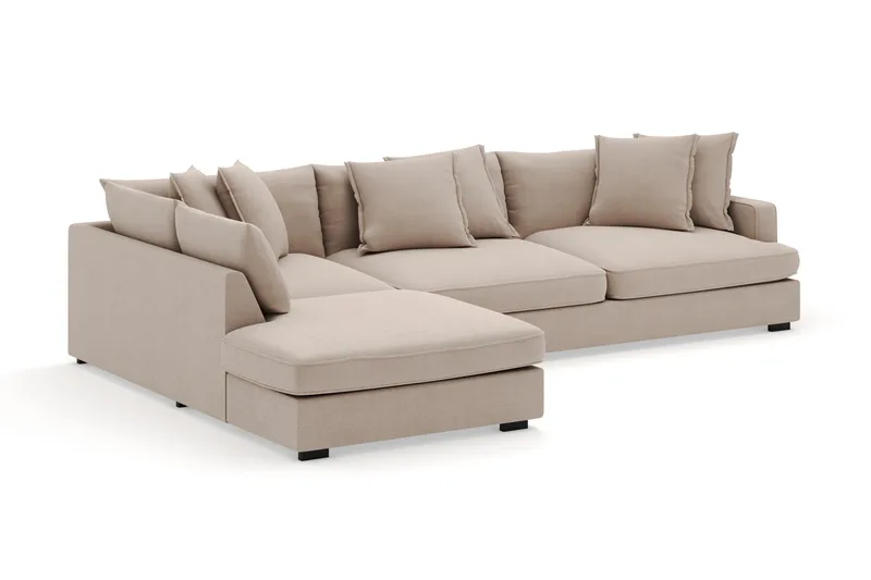 Rossita Lyx 4-personers Ekstra dyb Sofa med Chaiselong Venstre - Beige Stof - Møbler - Sofaer - Sofa med chaiselong