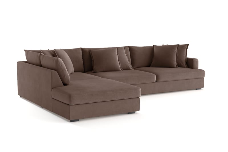 Rossita Lyx 4-personers Ekstra dyb Sofa med Chaiselong Venstre - Brun Stof - Møbler - Sofaer - Sofa med chaiselong