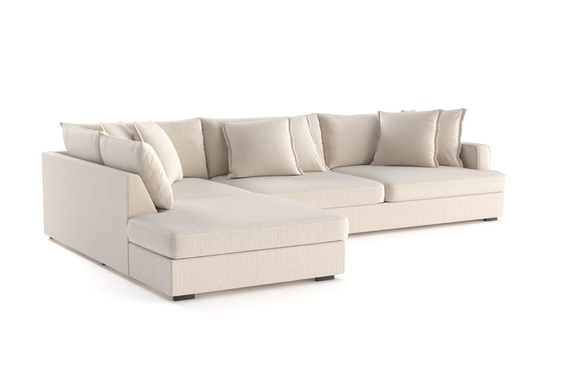 Rossita Lyx 4-personers Ekstra dyb Sofa med Chaiselong Venstre - Beige Jernbanefløjl - Møbler - Sofaer - Sofa med chaiselong
