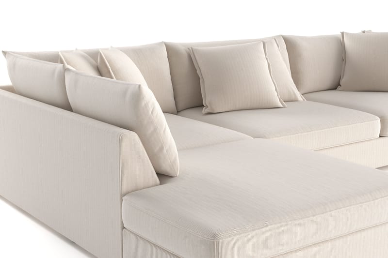Rossita Lyx 4-personers Ekstra dyb Sofa med Chaiselong Venstre - Beige Jernbanefløjl - Møbler - Sofaer - Sofa med chaiselong