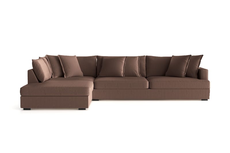 Rossita Lyx 4-personers Ekstra dyb Sofa med Chaiselong Venstre, Brun Jernbanefløjl