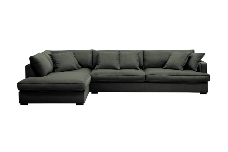 Rossita Lyx 4-personers Ekstra dyb Sofa med Chaiselong Venstre - Mørkegrøn Jernbanefløjl - Møbler - Sofaer - Sofa med chaiselong