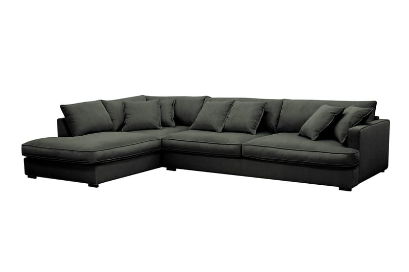 Rossita Lyx 4-personers Ekstra dyb Sofa med Chaiselong Venstre - Mørkegrøn Jernbanefløjl - Møbler - Sofaer - Sofa med chaiselong