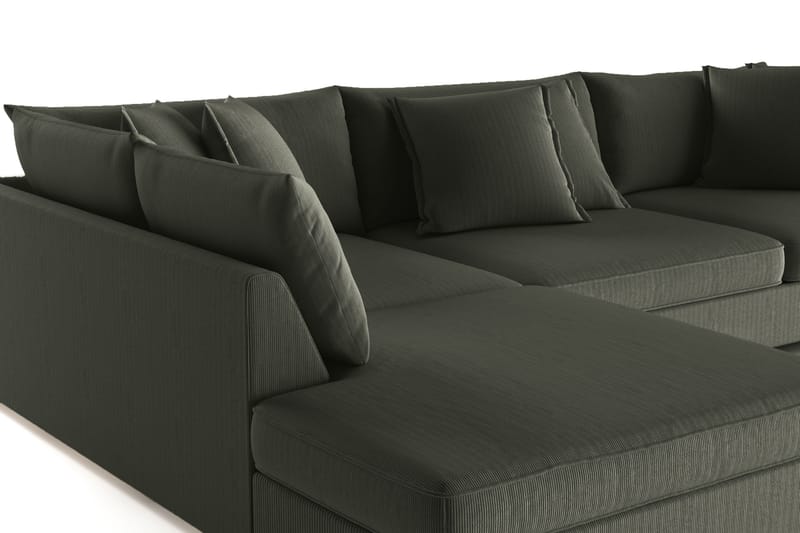 Rossita Lyx 4-personers Ekstra dyb Sofa med Chaiselong Venstre - Mørkegrøn Jernbanefløjl - Møbler - Sofaer - Sofa med chaiselong
