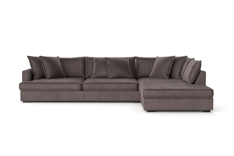 Rossita Lyx 4-personers Ekstra dyb Sofa med Chaiselong Højre - Mørkegrå Jernbanefløjl - Møbler - Sofaer - Sofa med chaiselong