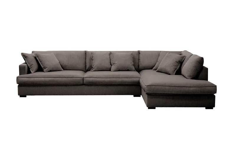 Rossita Lyx 4-personers Ekstra dyb Sofa med Chaiselong Højre - Mørkegrå Jernbanefløjl - Møbler - Sofaer - Sofa med chaiselong