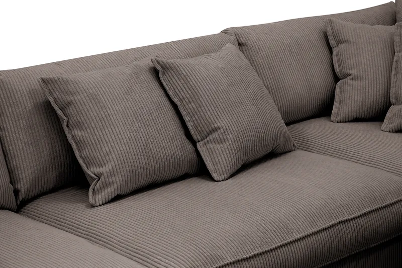 Rossita Lyx 4-personers Ekstra dyb Sofa med Chaiselong Højre - Mørkegrå Jernbanefløjl - Møbler - Sofaer - Sofa med chaiselong