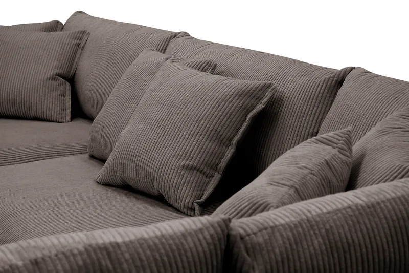 Rossita Lyx 4-personers Ekstra dyb Sofa med Chaiselong Højre - Mørkegrå Jernbanefløjl - Møbler - Sofaer - Sofa med chaiselong